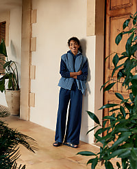 Haven Well Within Indigo Cotton Terry Wide Leg Pants carousel Product Image 5