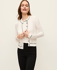 Tipped Crew Neck Cardigan