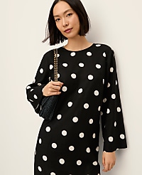 Petite Dotted Linen Blend Shift Dress carousel Product Image 3