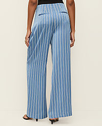 The Petite Pleated Satin Wide-Leg Pant in Stripes carousel Product Image 3
