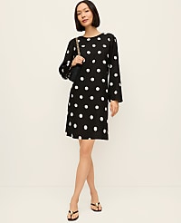 Dotted Linen Blend Shift Dress carousel Product Image 1