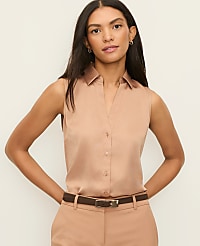 Satin Sleeveless Essential Shirt carousel Product Image 1
