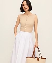 Ribbed Sleeveless Button Top carousel Product Image 1