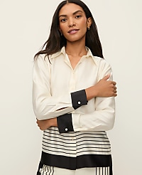 Striped Satin Modern Shirt carousel Product Image 1