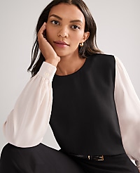 Colorblock Crew Neck Blouse carousel Product Image 3