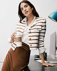 The Crew Neck Jacket in Striped Tweed carousel Product Image 3