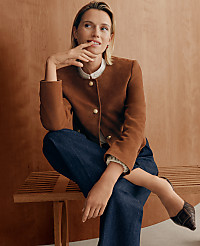 The Crew Neck Jacket in Suede carousel Product Image 5