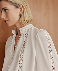 Petite Lace Trim Blouse carousel Product Image 3