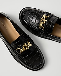 Hardware Embellished Croco Loafer carousel Product Image 1