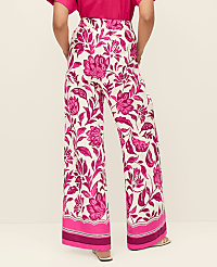 The Petite Floral Easy Fit Wide-Leg Pant in Linen carousel Product Image 3