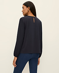 Pleated Front Mixed Media Blouse carousel Product Image 2