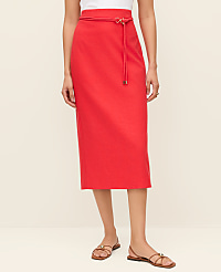 Petite Belted Midi Pencil Skirt in Linen Blend carousel Product Image 2