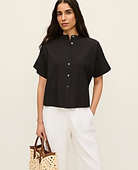 Petite Stand Collar Poplin Blouse carousel Product Image 1
