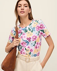 Petite Weekend Floral Crew Neck Tee carousel Product Image 1