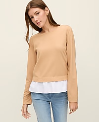 Petite Weekend Ruffle Trim Knit Top carousel Product Image 1