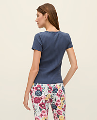 Weekend Lace Trim Pointelle Tee carousel Product Image 2