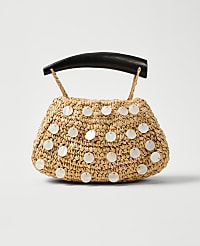 Pearl Embellished Raffia Clutch carousel Product Image 1
