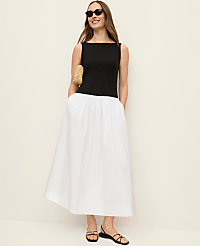 Petite Mixed Media Boatneck Midi Dress carousel Product Image 1
