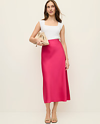 Satin Bias Midi Slip Skirt carousel Product Image 1