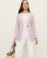 The Long Single Button Blazer in Tweed