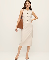 The Petite Clean Pencil Skirt in Pinstripe carousel Product Image 1