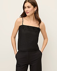 Floral Appliqu&eacute; Linen Blend Tank Top carousel Product Image 1