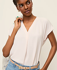 Mixed Media Pleat Front Top carousel Product Image 1