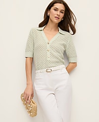 Pointelle Polo Sweater carousel Product Image 1