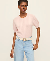Cashmere Cable Stitch Wedge Tee carousel Product Image 1