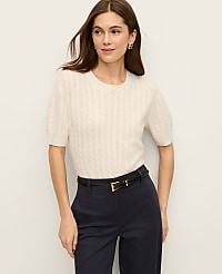 Cashmere Cable Stitch Wedge Tee carousel Product Image 1