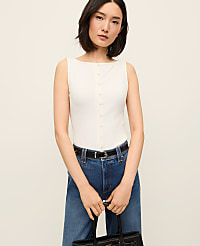 Ribbed Sleeveless Button Top carousel Product Image 1