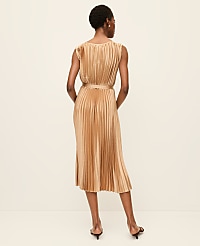 Pleated Satin Midi Dress carousel Product Image 2
