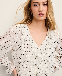 Polka Dot Ruffle Trim Blouse carousel Product Image 1