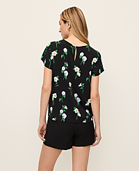 Floral Mixed Media Crew Neck Tee carousel Product Image 2