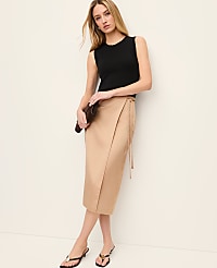 Satin Wrap Midi Skirt carousel Product Image 1
