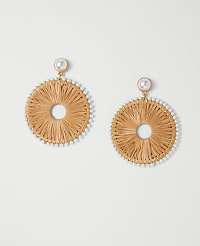 Straw Pearl Embellished Drop Earrings carousel Product Image 1