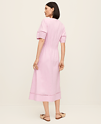Petite Pintuck Linen Blend Midi Dress carousel Product Image 2