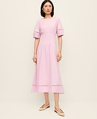 Petite Pintuck Linen Blend Midi Dress carousel Product Image 1
