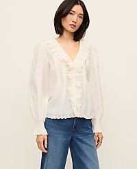 Petite Ruffle Trim Blouse carousel Product Image 1