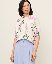 Petite Floral Jacquard Sweater Tee carousel Product Image 1