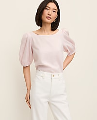 Linen Blend Boatneck Popover carousel Product Image 1