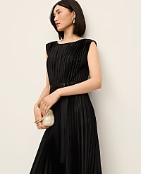 Pleated Satin Midi Dress carousel Product Image 3
