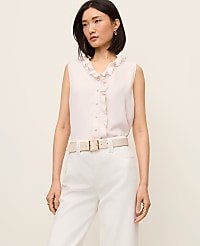 Mixed Media V-neck Ruffle Shell carousel Product Image 1