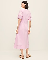 Pintuck Linen Blend Midi Dress carousel Product Image 2