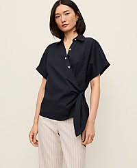 Collared Tie Waist Top carousel Product Image 1