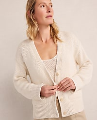 Haven Well Within Cotton Linen Plaited V-Neck Cardigan carousel Product Image 1