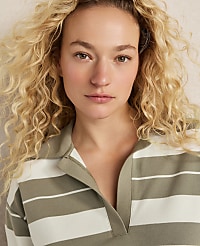 Haven Well Within Organic Cotton Interlock Stripe Johnny Collar Top carousel Product Image 2