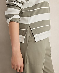 Haven Well Within Organic Cotton Interlock Stripe Johnny Collar Top carousel Product Image 3