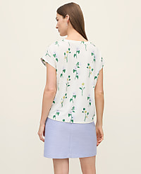 Floral Mixed Media Pleat Front Top carousel Product Image 2