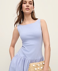 Mixed Media Boatneck Midi Dress carousel Product Image 1